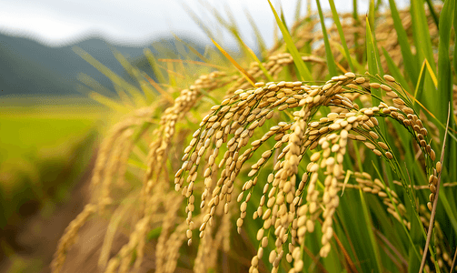 芒种绘画摄影照片_丰收的稻田农业