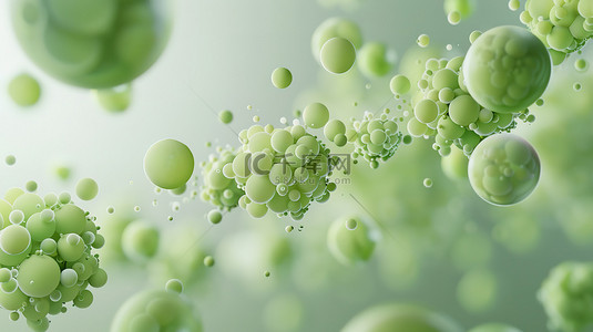 绿色的泡泡在空中飘浮背景图
