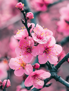 春日里盛开的桃花