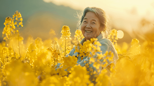 油菜花田中拍照的老奶奶21