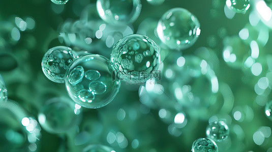 环保背景图片_绿色的泡泡在空中飘浮设计