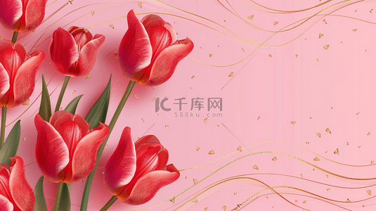 母亲感恩背景图片_清新母亲节红粉色郁金香花束背景