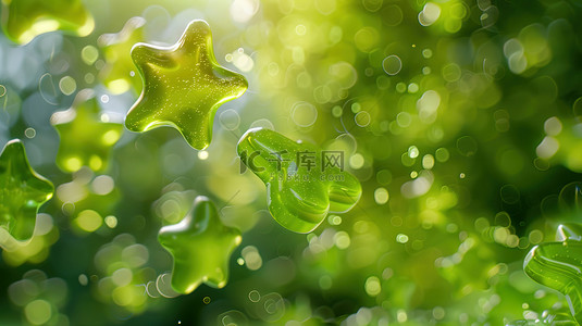 绿色可爱的星形飘浮图片