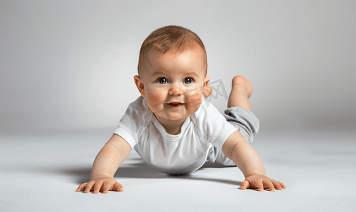 幼儿圆海报摄影照片_可爱婴儿爬行