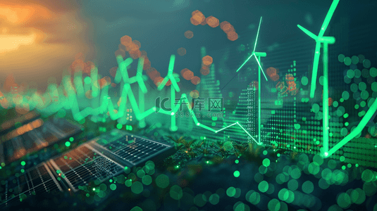 绿色星光纹理线条金融数据分析风车的背景
