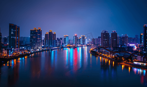 科技感图片摄影照片_国贸城市夜景