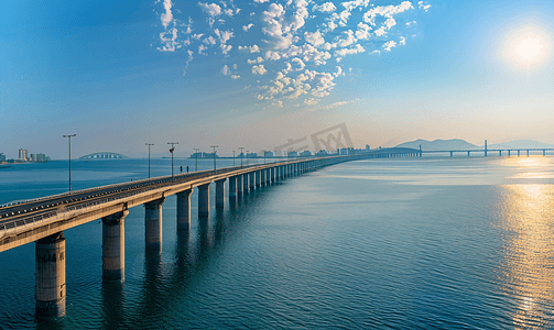 大连海摄影照片_大连跨海大桥全景