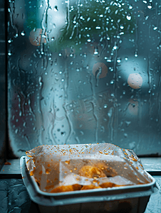 电瓶车图片摄影照片_雨中送外卖电影质感