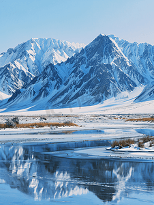 冰天雪地图片摄影照片_新疆雪山风光