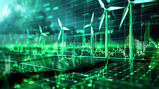 绿色星光纹理线条金融数据分析风车的背景