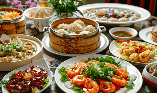 古代饭馆吃饭摄影照片_美味中餐特色