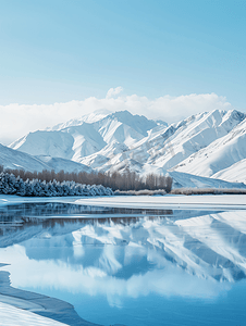 河流图片摄影照片_新疆雪山风光