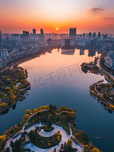 鸟瞰济南大明湖