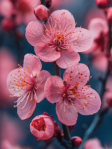 春意盎然美丽的桃花摄影照片
