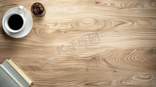 木桌咖啡立体描绘摄影照片