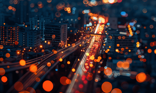 智能科技感背景摄影照片_城市网络连接夜景