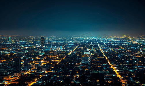 智能科技感背景摄影照片_城市网络连接夜景