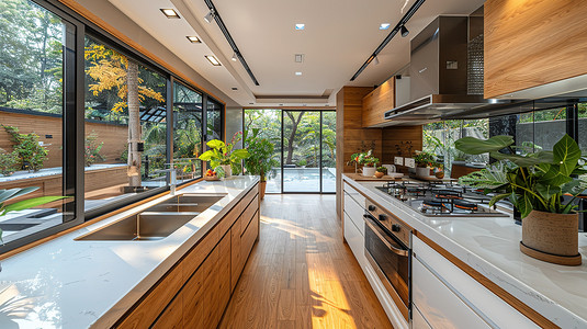 室内设计宽敞的厨房高清图片