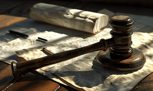法官法槌和法律文件