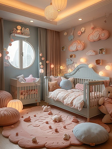 婴儿房粉彩女孩房间照片