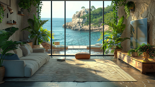 海边舒服的房子度假风格摄影配图