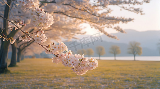 春天户外桃花风景的摄影图片