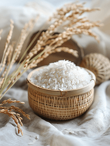 稻穗和长粒香大米