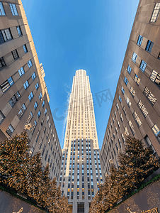 美国地标建筑摄影照片_美国纽约曼哈顿洛克菲勒中心全景