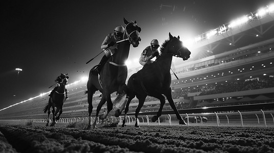 迪拜的马场比赛立体描绘摄影照片