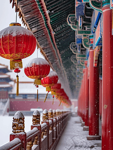 北京故宫红灯笼之雪