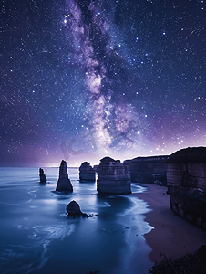 夜景大海摄影照片_澳大利亚皇家海岸梦幻夜景