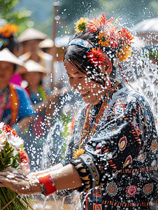 傣族文化摄影照片_泼水节传统傣族节日