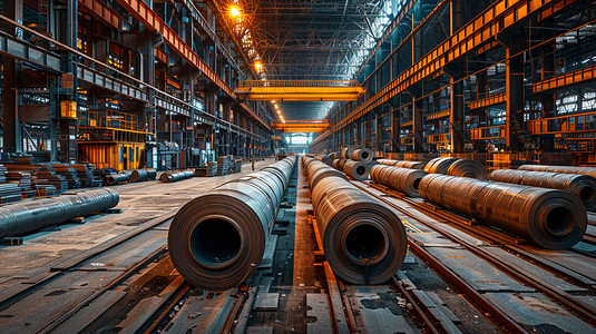 钢铁工厂立体描绘摄影照片