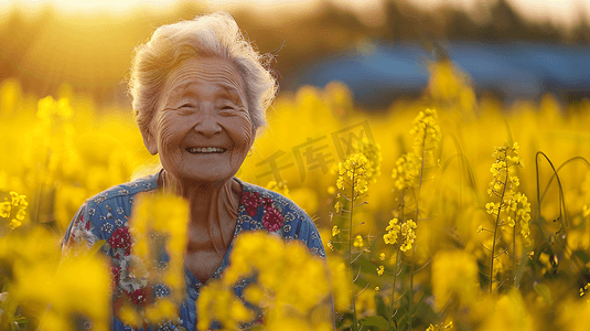 油菜花田中拍照的老奶奶25