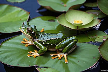 夏季荷叶上的青蛙摄影图9