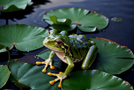绿色荷叶上的青蛙摄影配图7