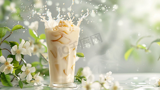 奶茶宣传促销海报摄影照片_茉莉奶茶摄影照片
