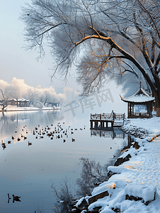 玄武湖摄影照片_冬天的颜色玄武湖