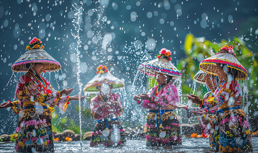 传统节日泼水节狂欢庆祝摄影配图