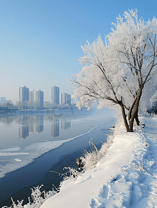 冰雪节摄影照片_冬季的松花江风光