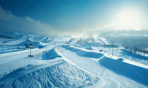 雪景风景摄影照片_哈尔滨亚布力滑雪场