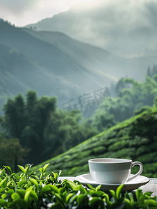 茶树背景摄影照片_茶山沉寂春茶