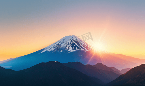 富士山英华摄影照片_日本富士山夕阳