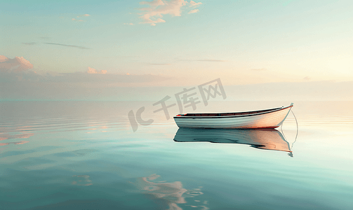 大海的背景素材摄影照片_平静海中的一只小船