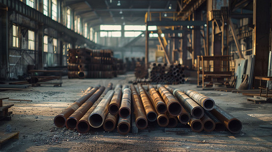 钢铁工厂立体描绘摄影照片