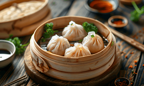 韭菜饺子图片摄影照片_蒸饺食物