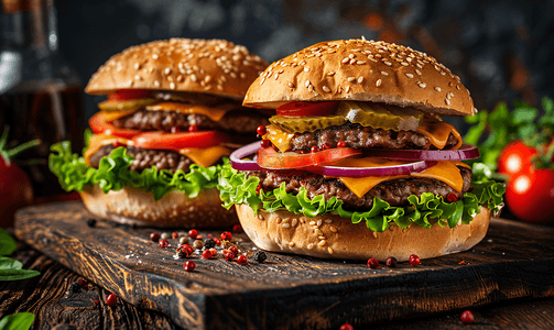 烤牛肉图片摄影照片_美味可口的汉堡芝士汉堡