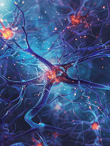 科技元素海报摄影照片_神经元背景呼吸内科