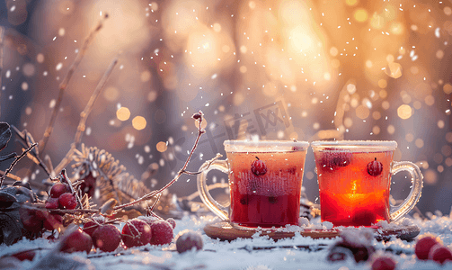 暖咖啡摄影照片_冬季温暖热饮