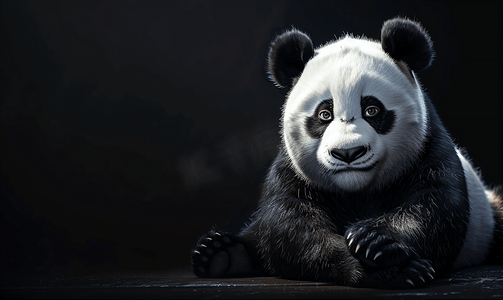 黑白动物摄影照片_国宝大熊猫动物